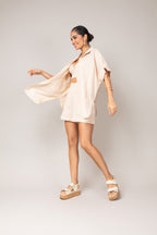 Trijunto com kimono em tecido texturizado