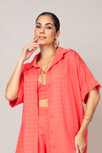 Trijunto com kimono em tecido texturizado