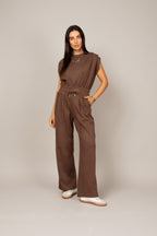 Conjunto com calça de malha estonada destroyed