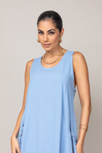 Vestido longo com bolsos laterais