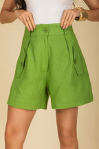 Short linho de alfaiataria