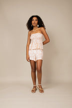 Conjunto tomara que caia estampado com short