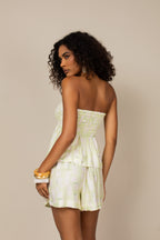 Conjunto tomara que caia estampado com short