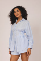Conjunto camisa com pregas e short