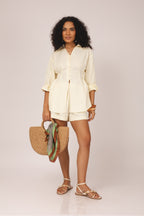 Conjunto camisa com pregas e short