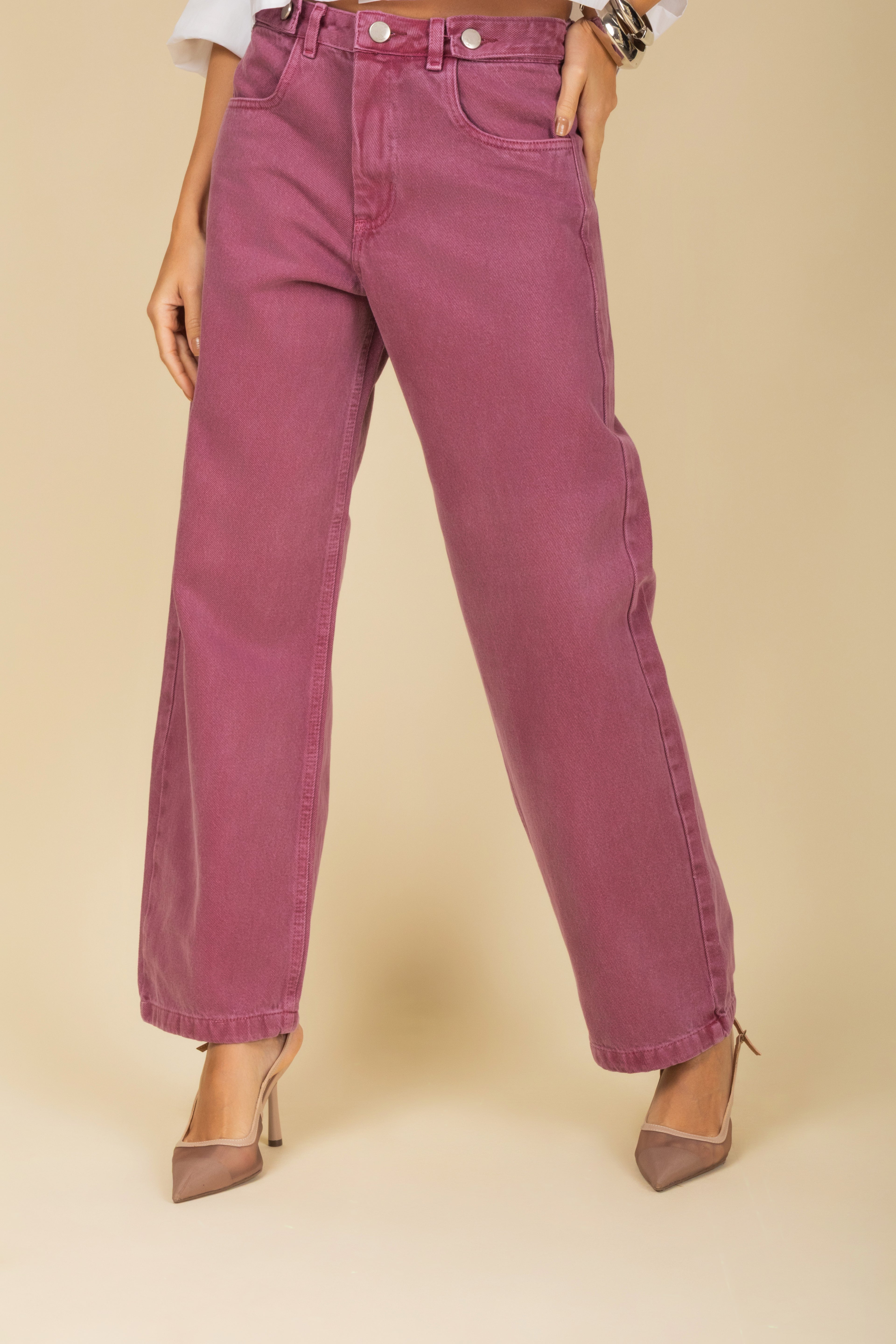 Calça boyfriend sarja