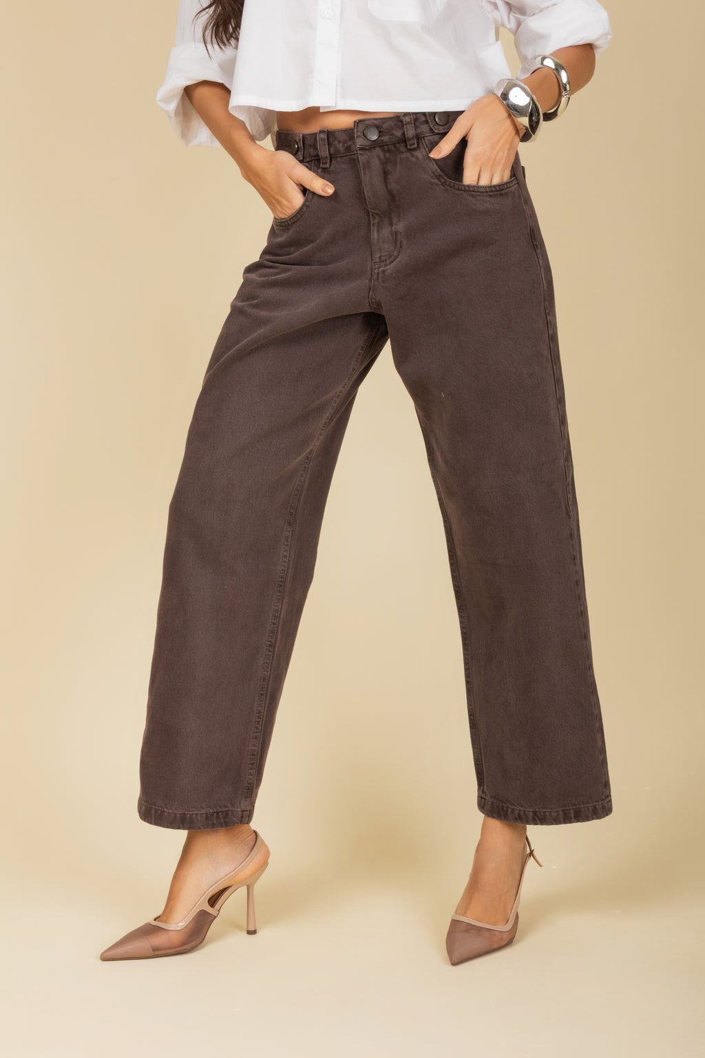 Calça boyfriend sarja