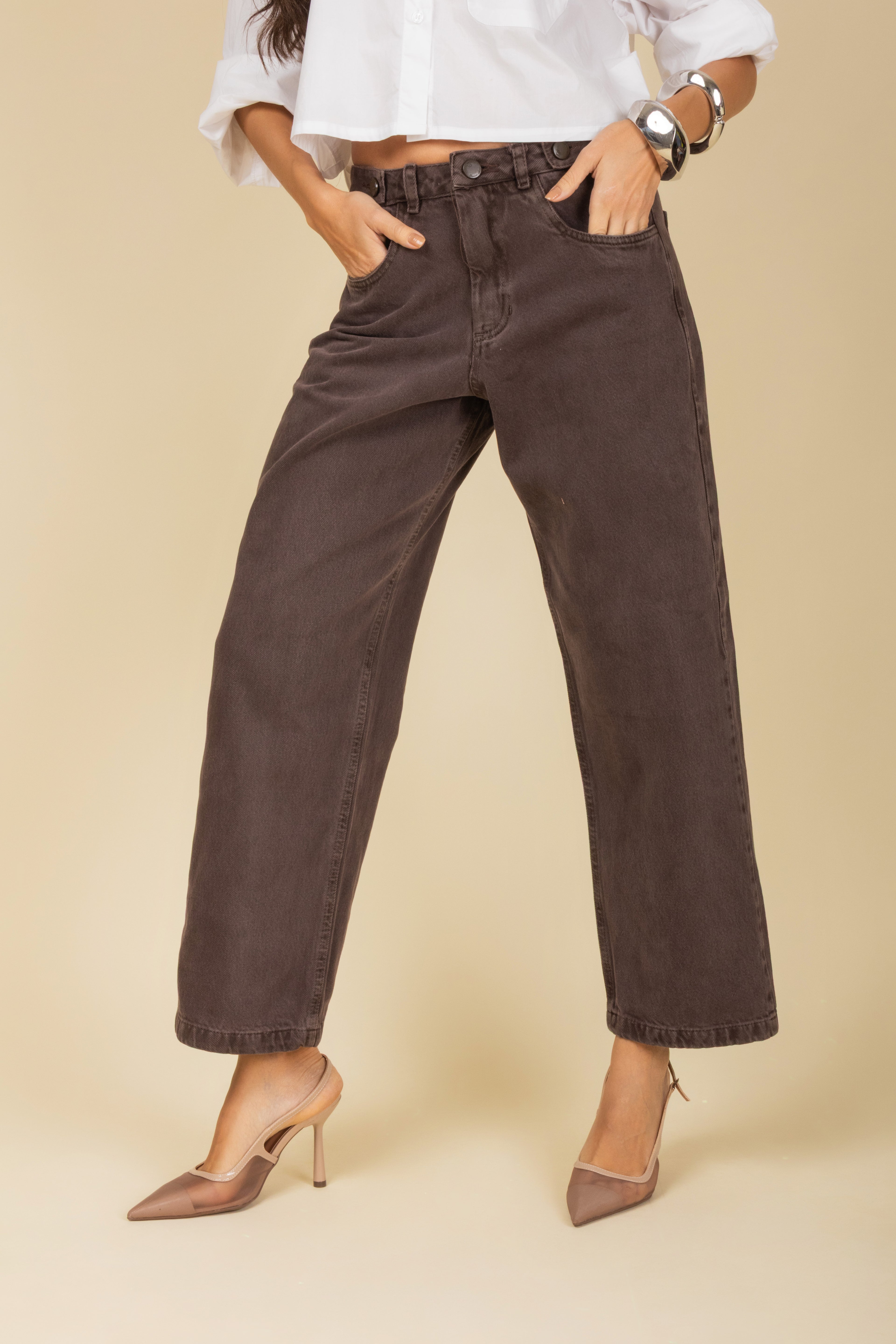 Calça boyfriend sarja
