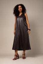 Vestido midi couro