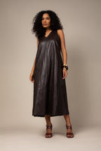 Vestido midi couro