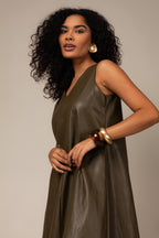 Vestido midi couro