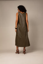 Vestido midi couro