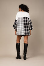 Blusa oversized com manga xadrez