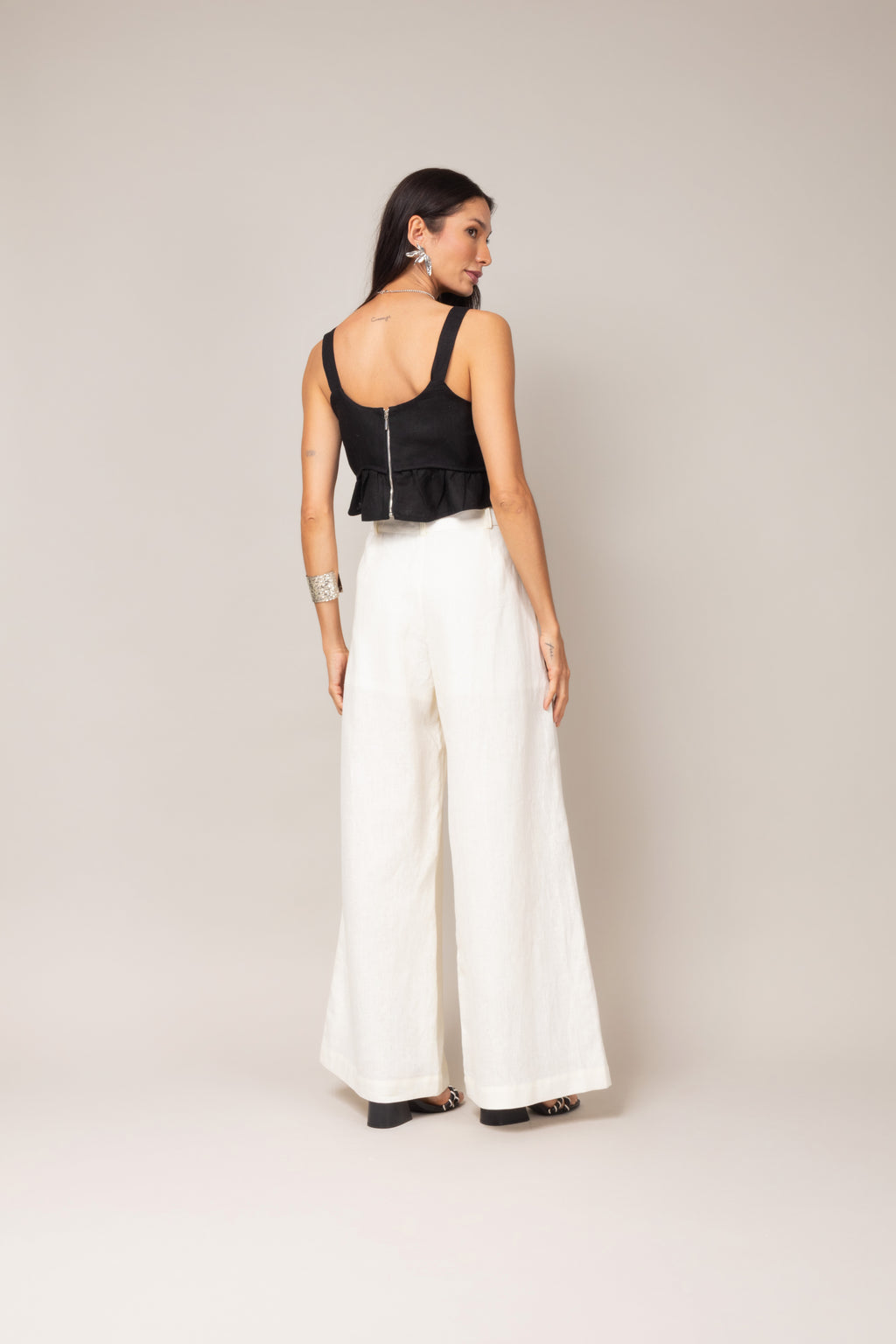 Calça linho wide leg