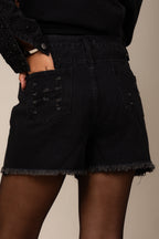 Short jeans black strass