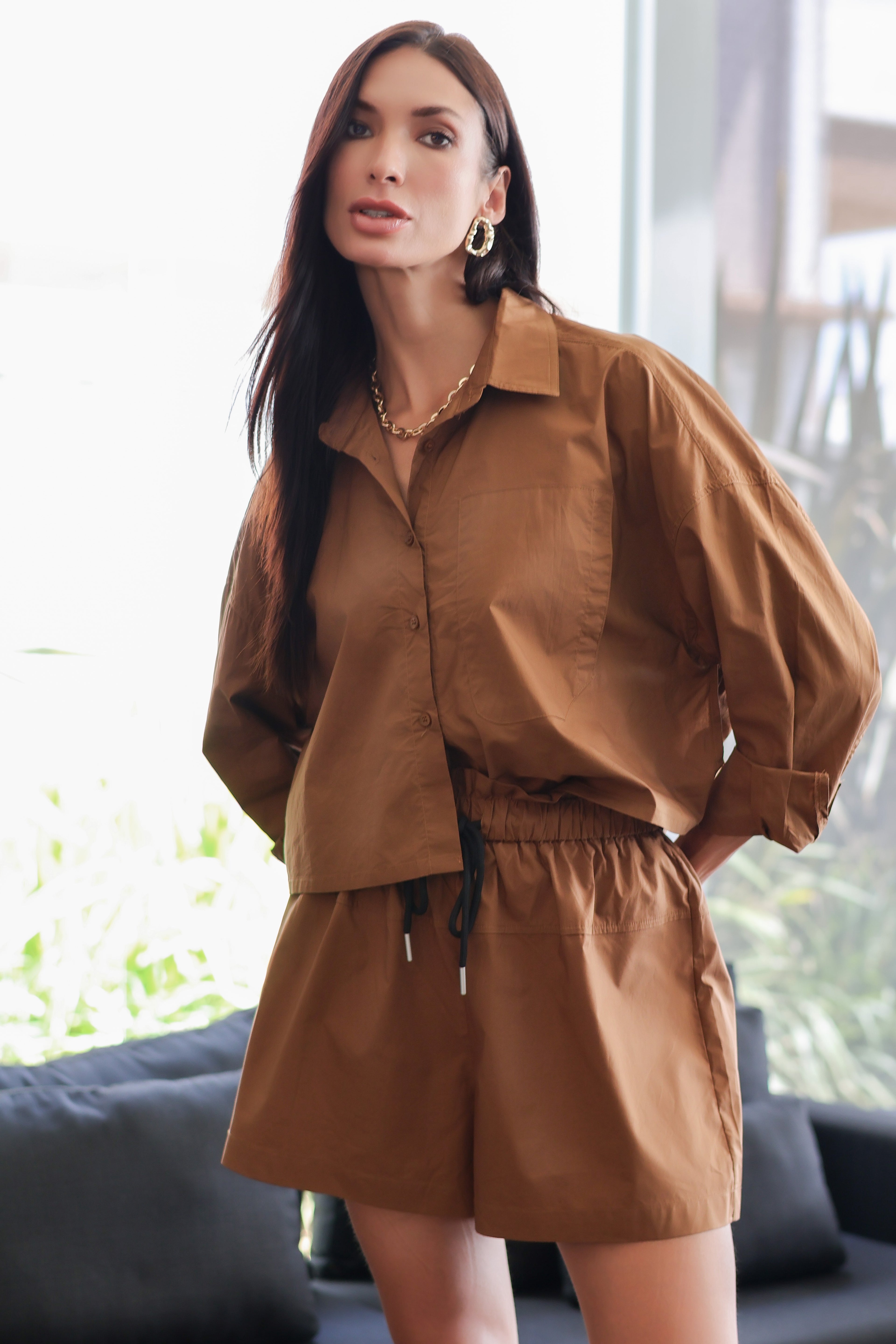 Camisa cropped de manga longa