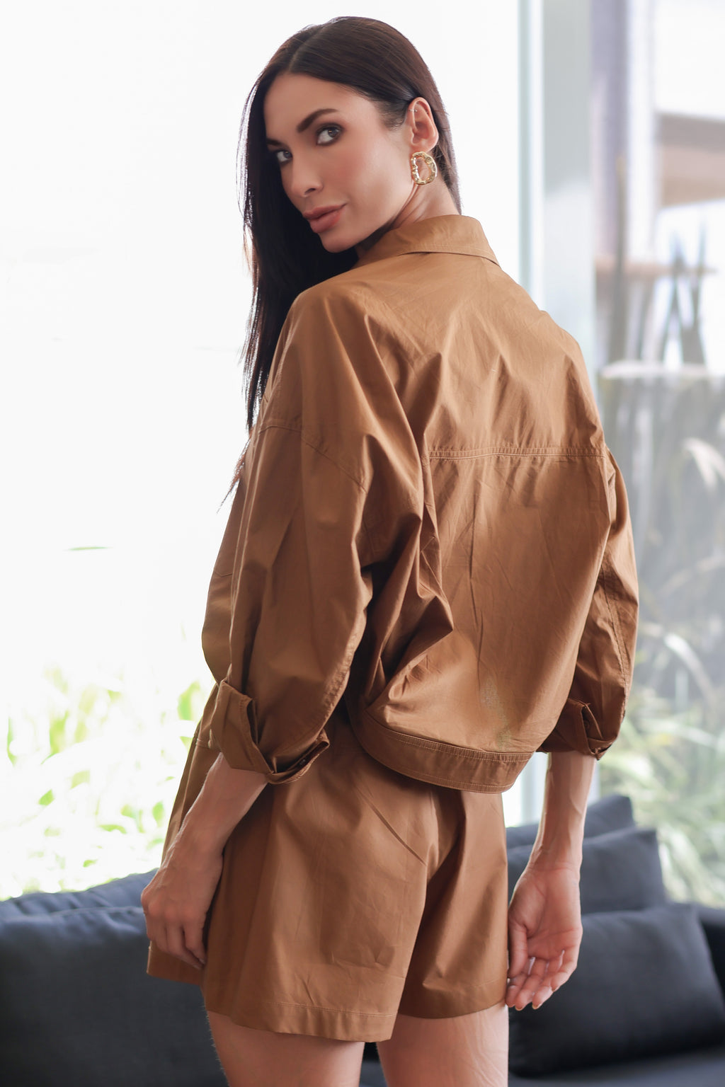 Camisa cropped de manga longa