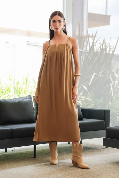 Vestido midi de alças trançada