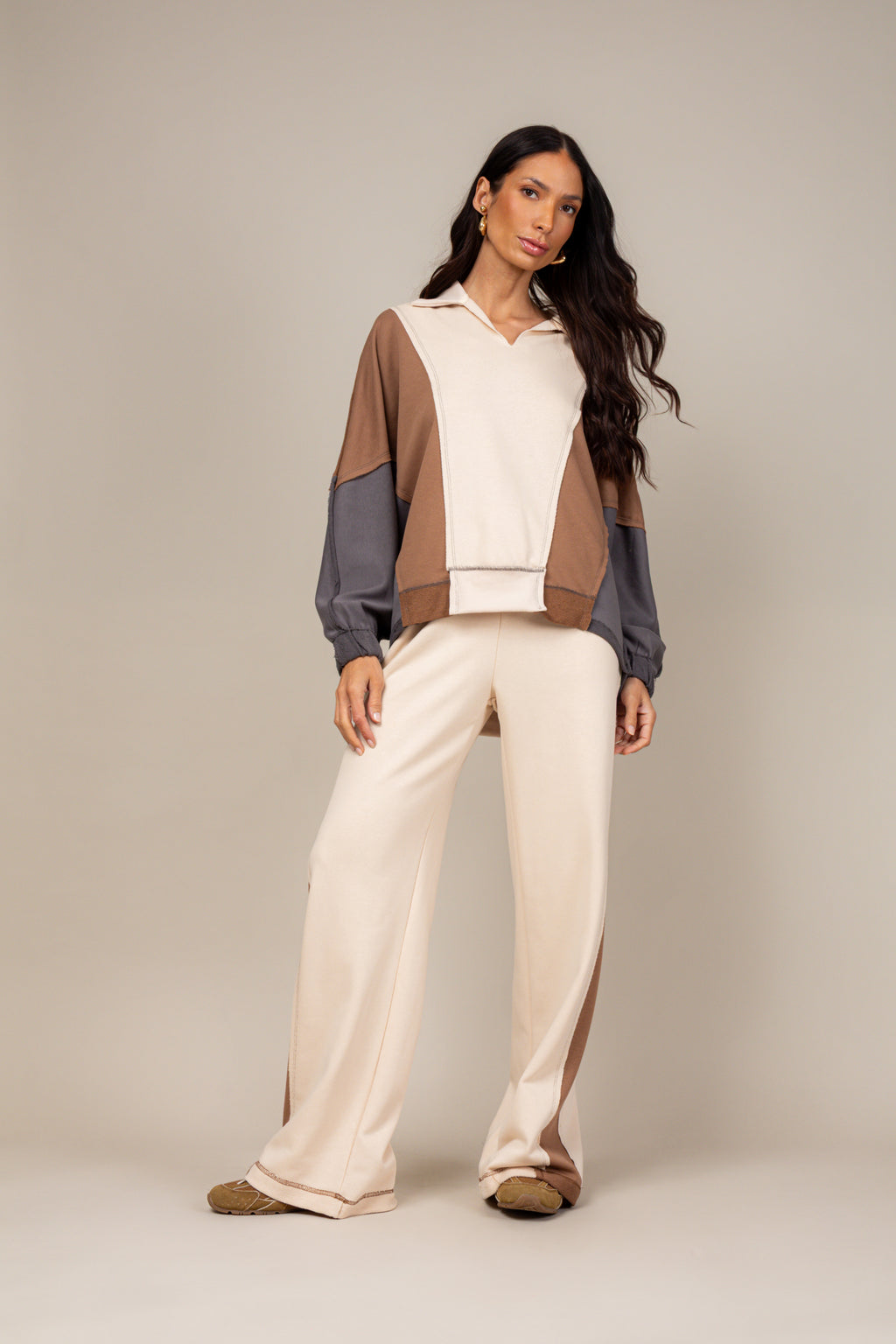 Conjunto moletom tricolor