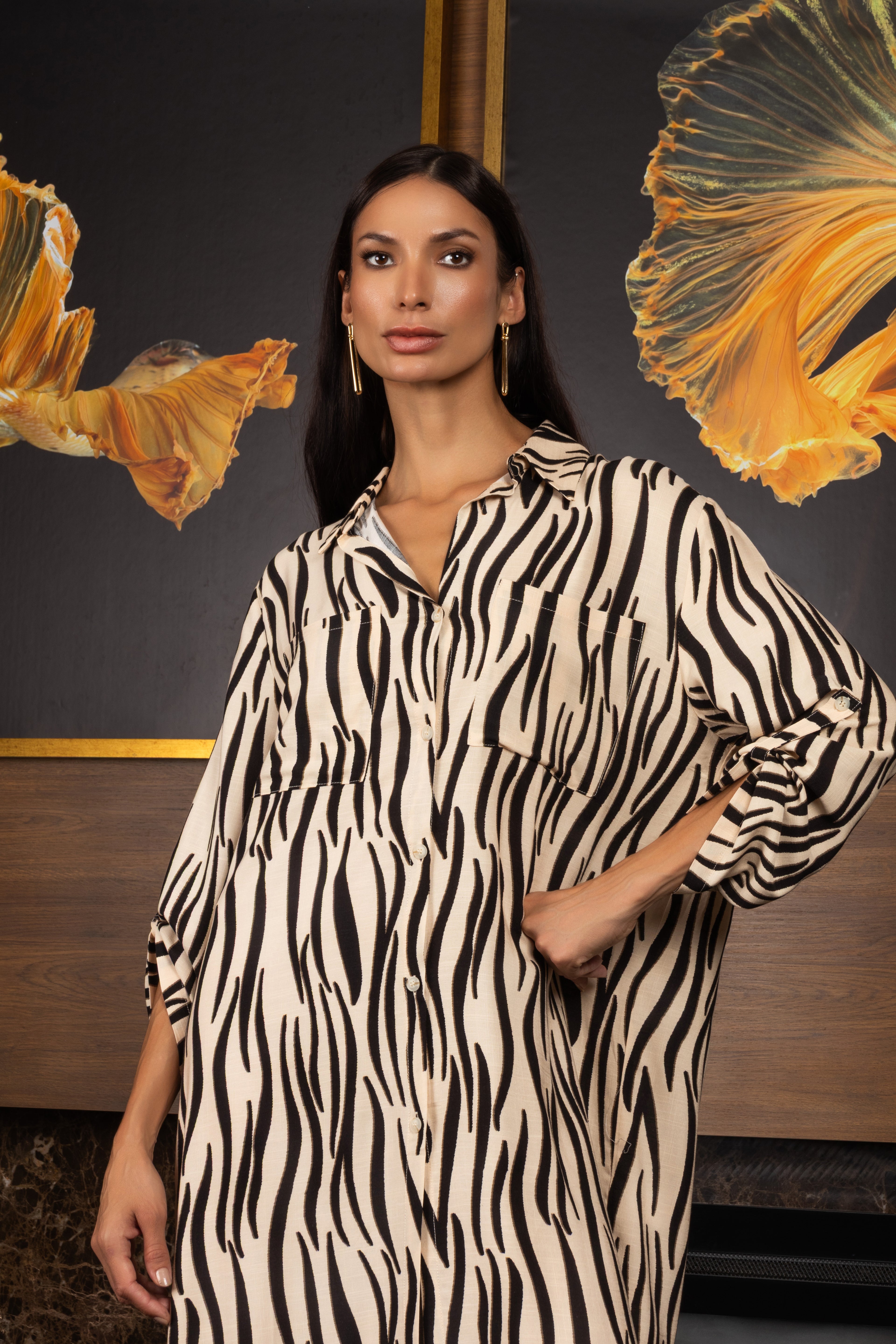 Vestido chemise animal print
