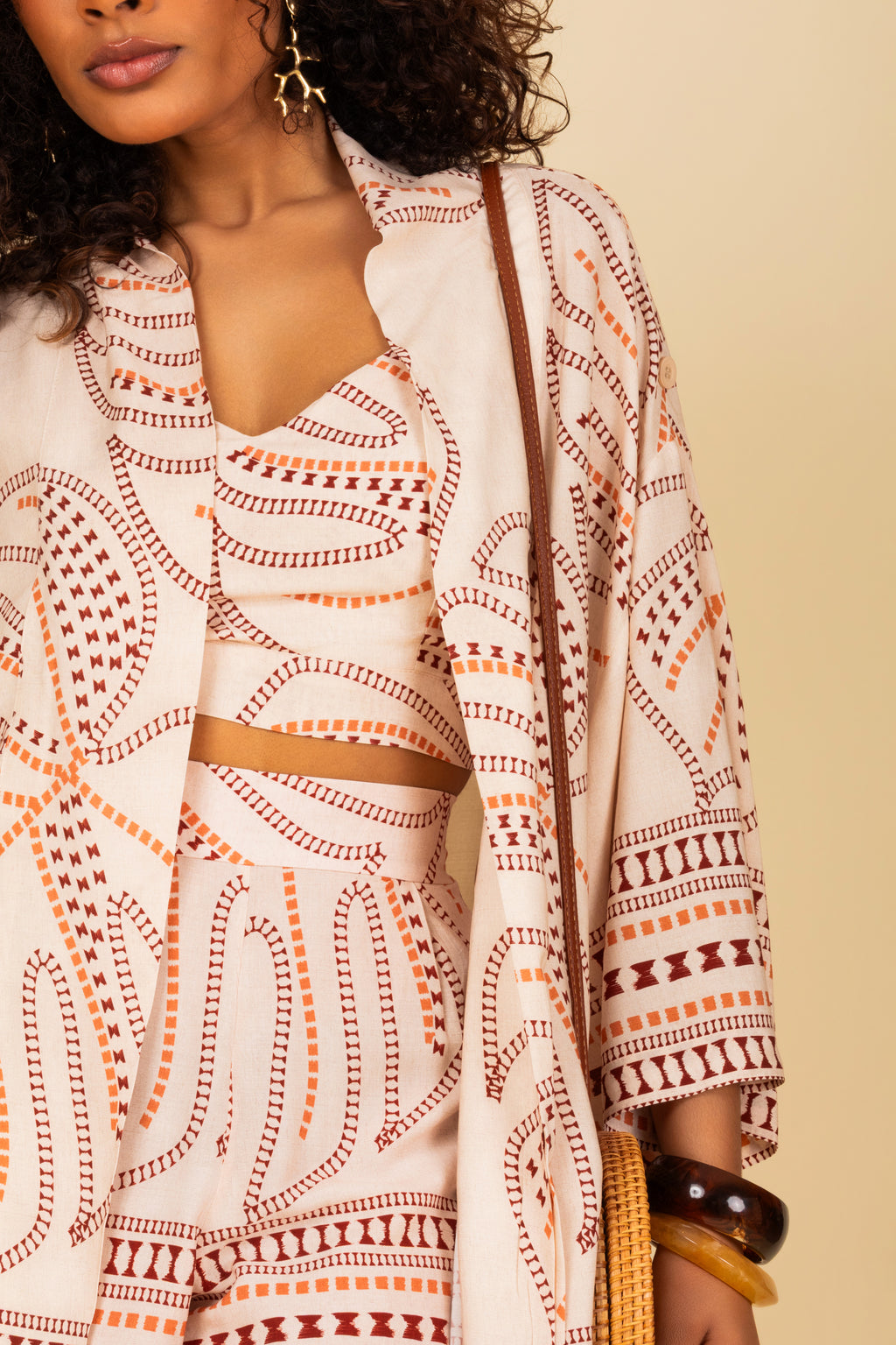 Trijunto estampado com kimono