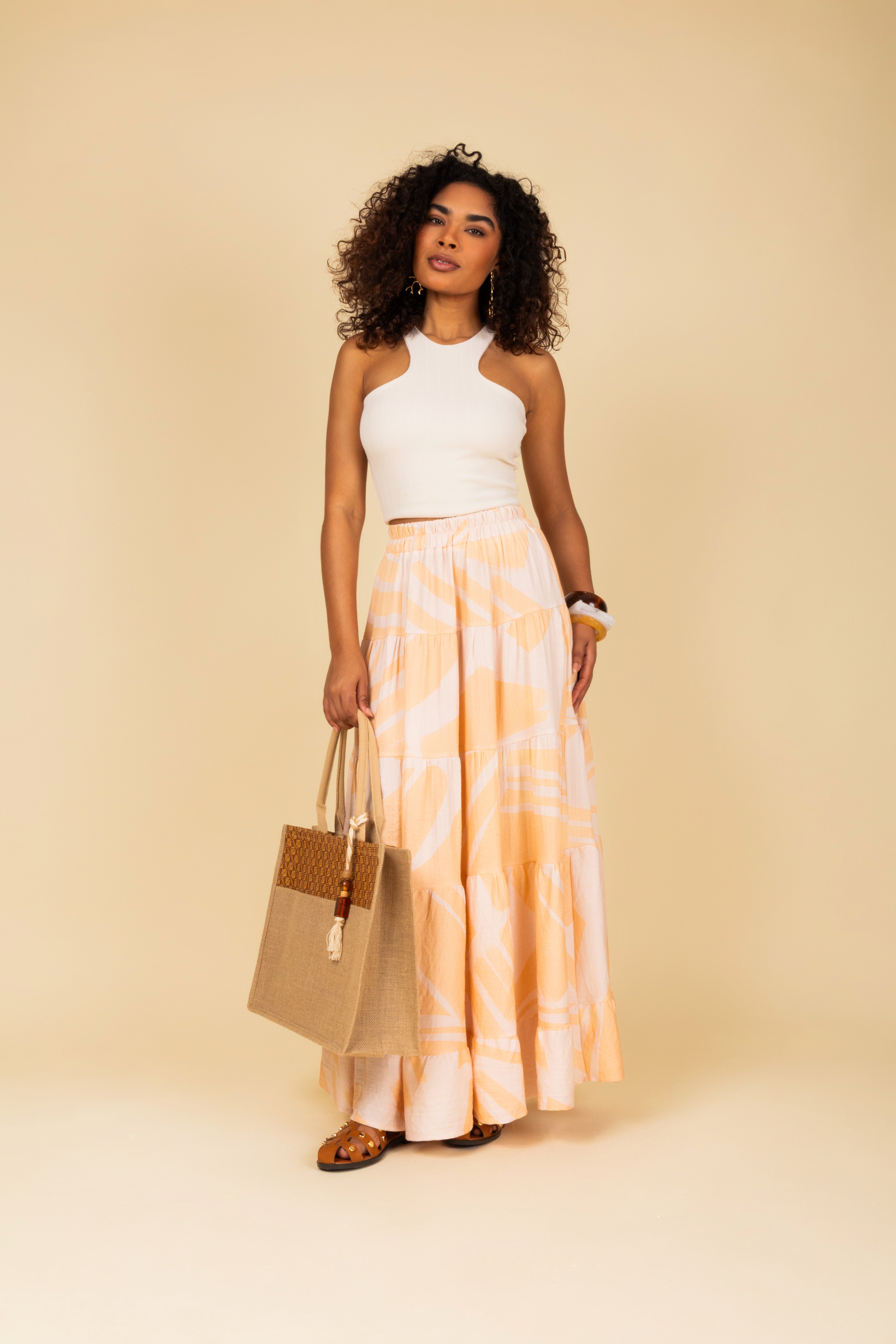 Saia longa estampada