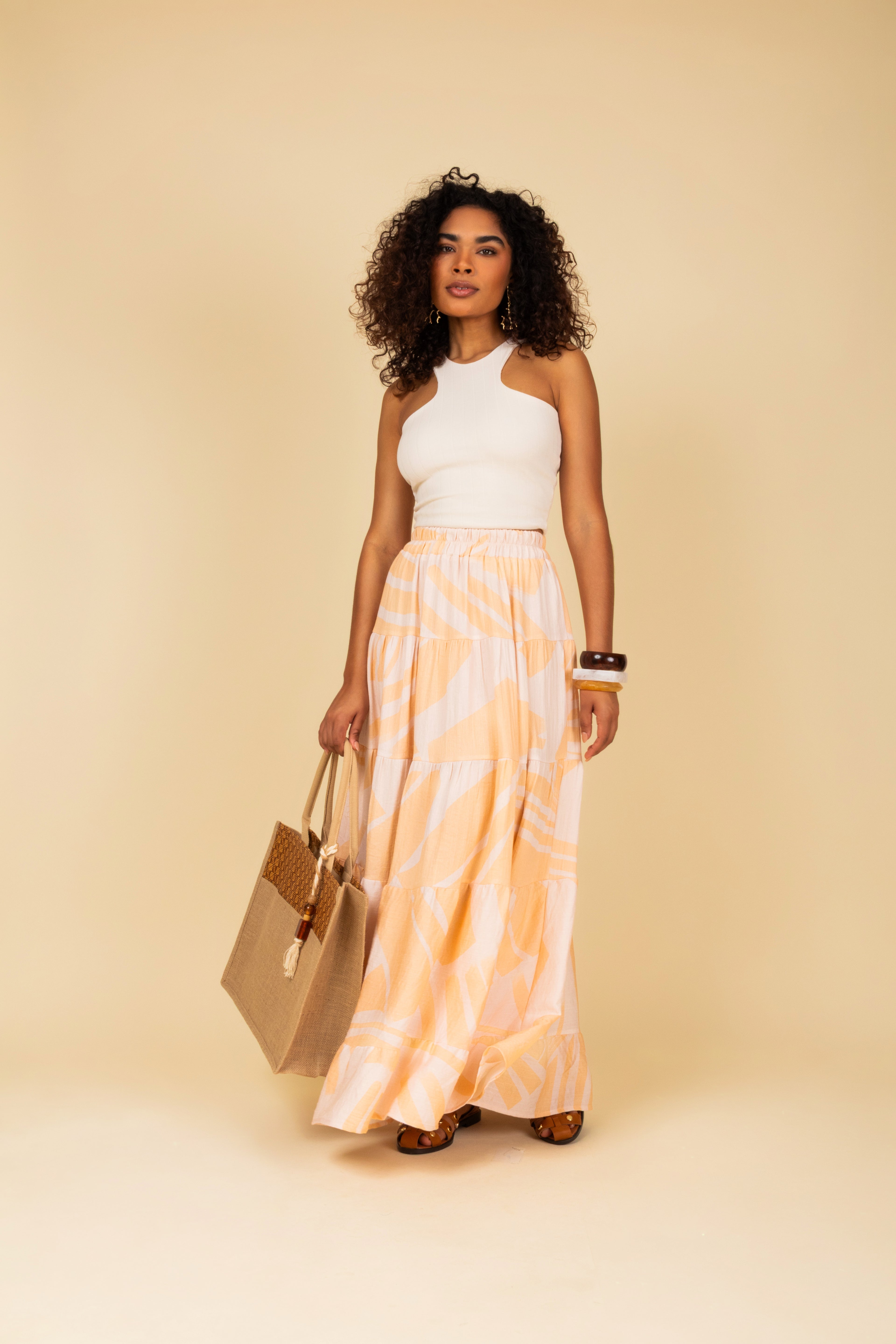 Saia longa estampada