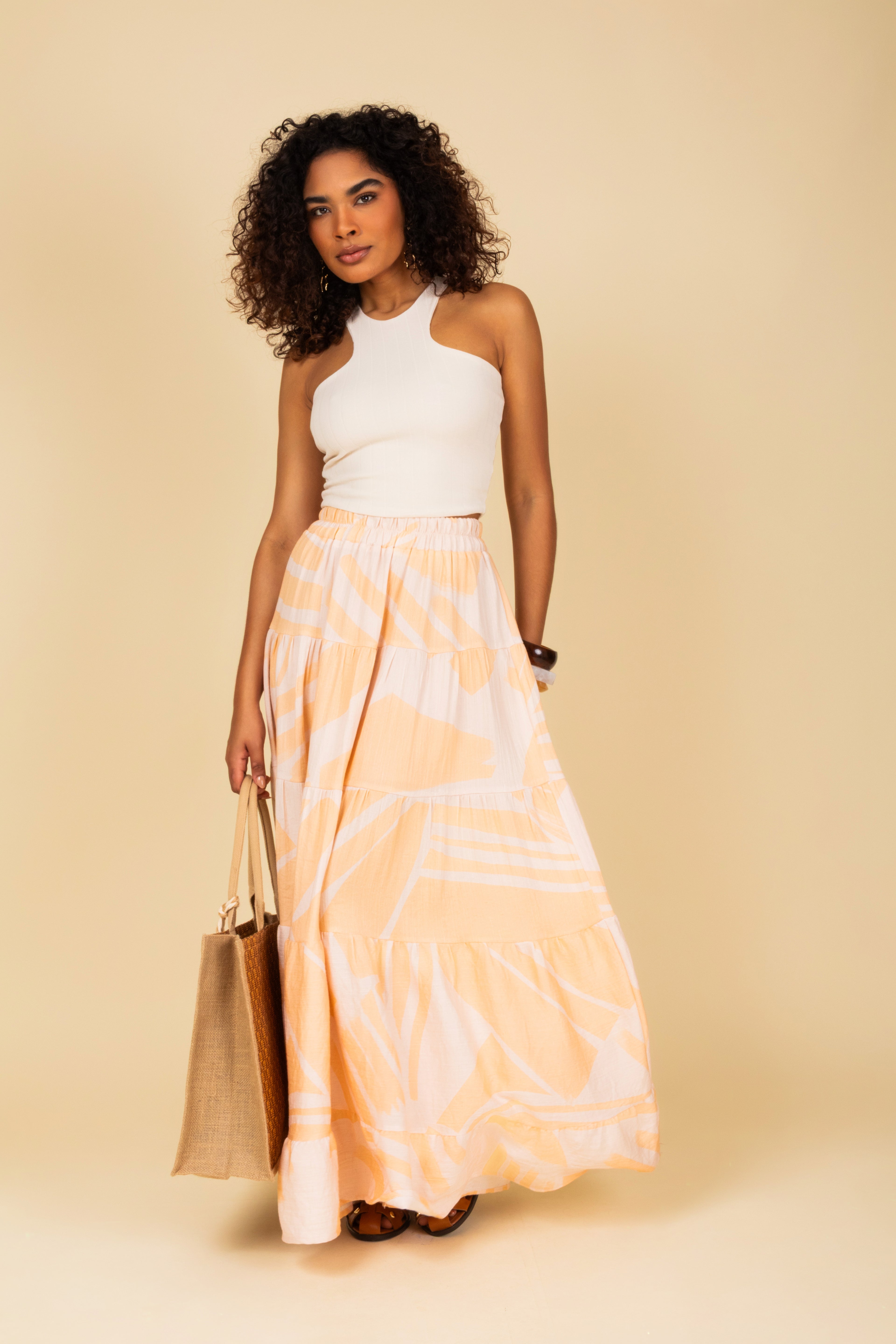 Saia longa estampada