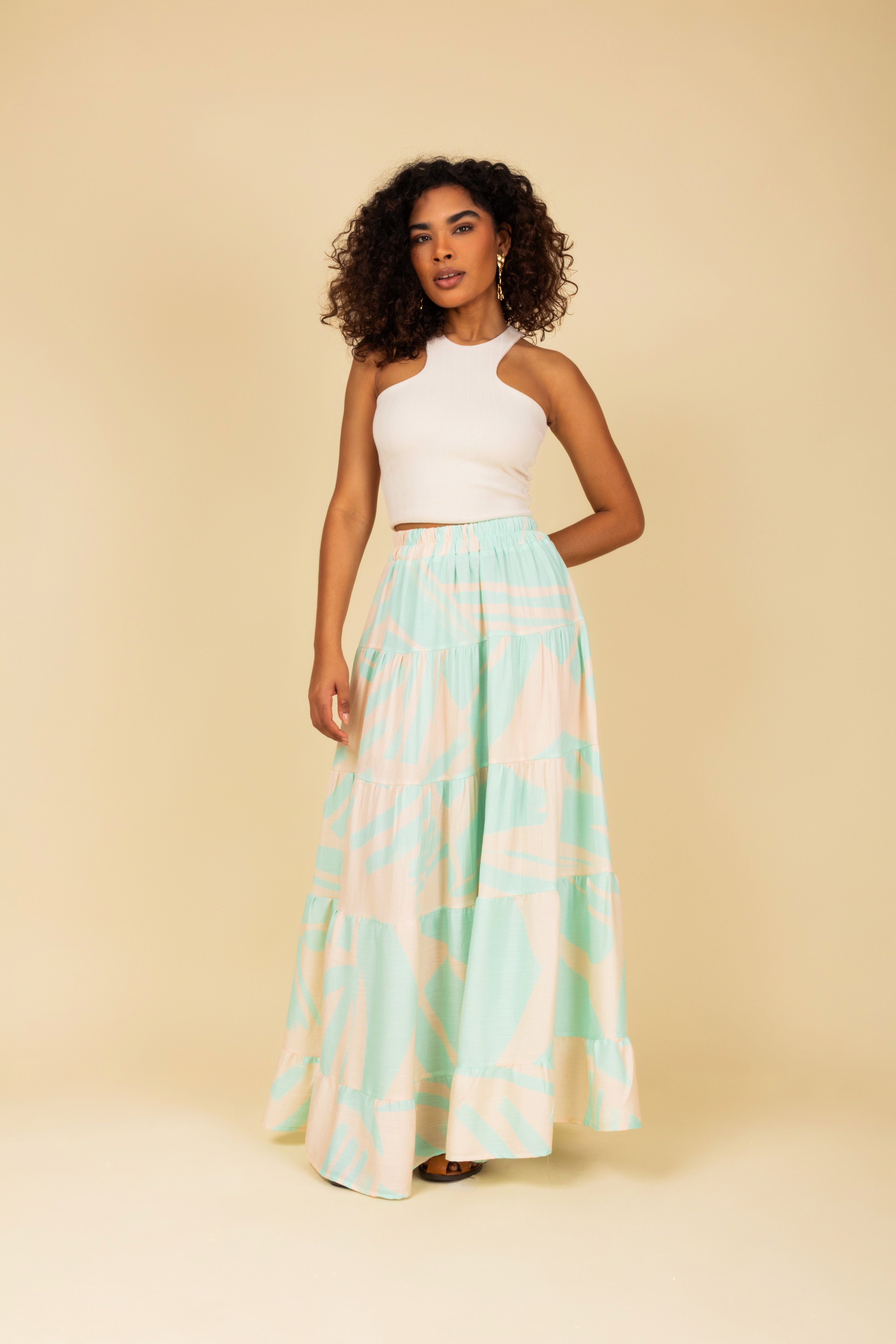 Saia longa estampada