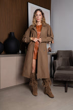 Trench coat midi com cinto
