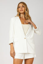 Blazer alfaiataria oversized com bolsos