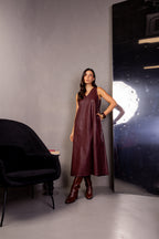 Vestido midi couro