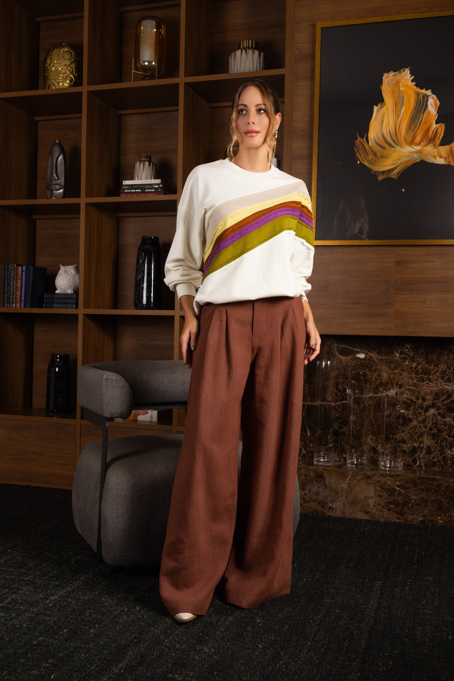 Calça pantalona de alfaiataria