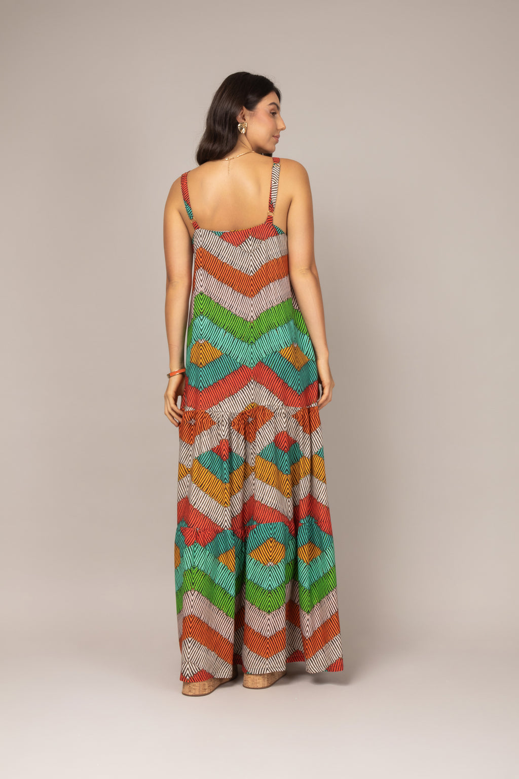 Vestido longo geometric colors