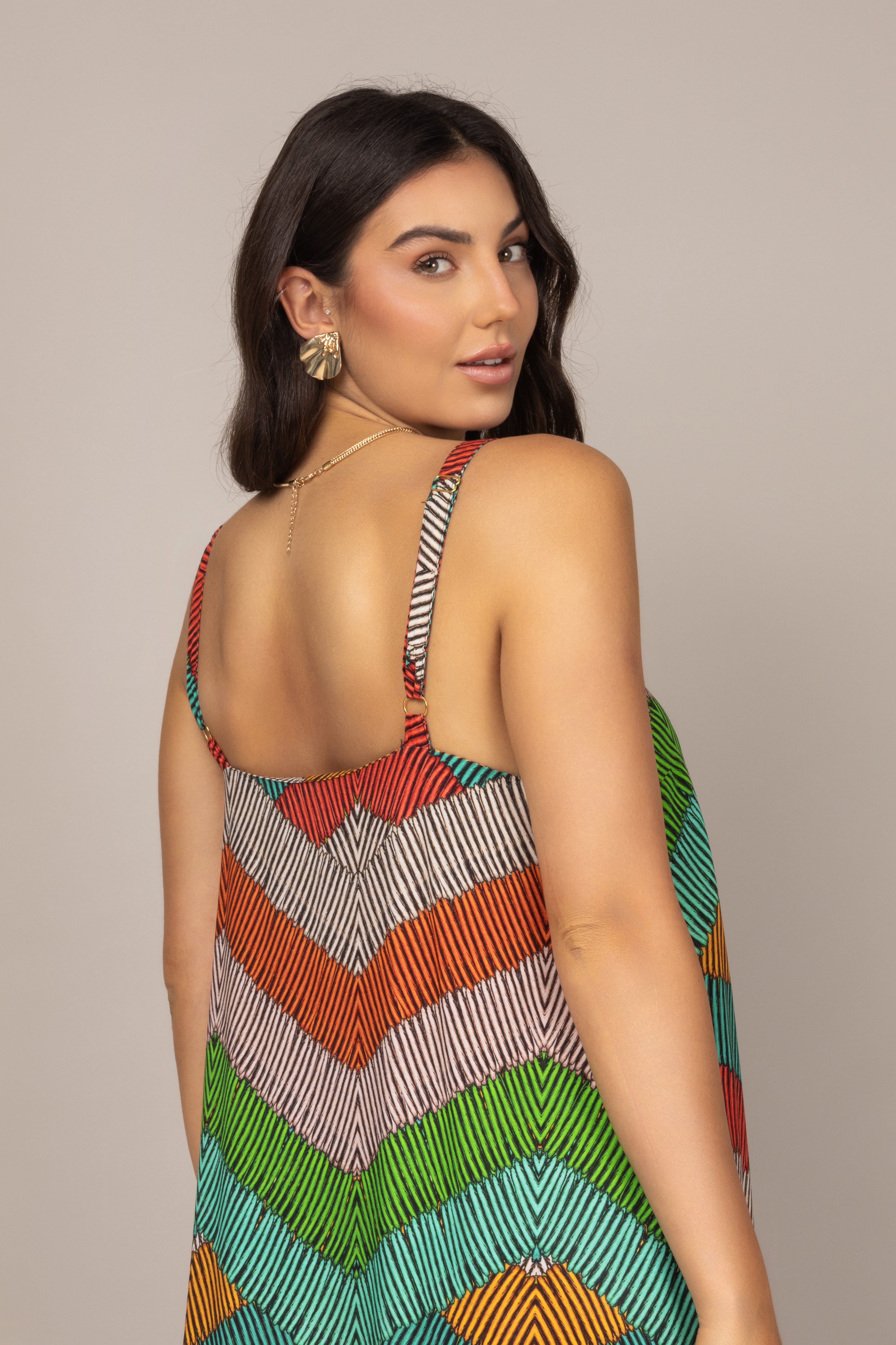 Vestido longo geometric colors