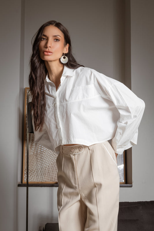 Camisa cropped oversized