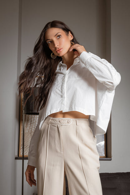 Camisa cropped oversized