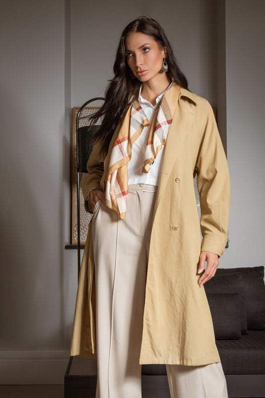 Trench coat midi com cinto