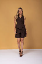 Conjunto alfaiataria de colete transpassado e short