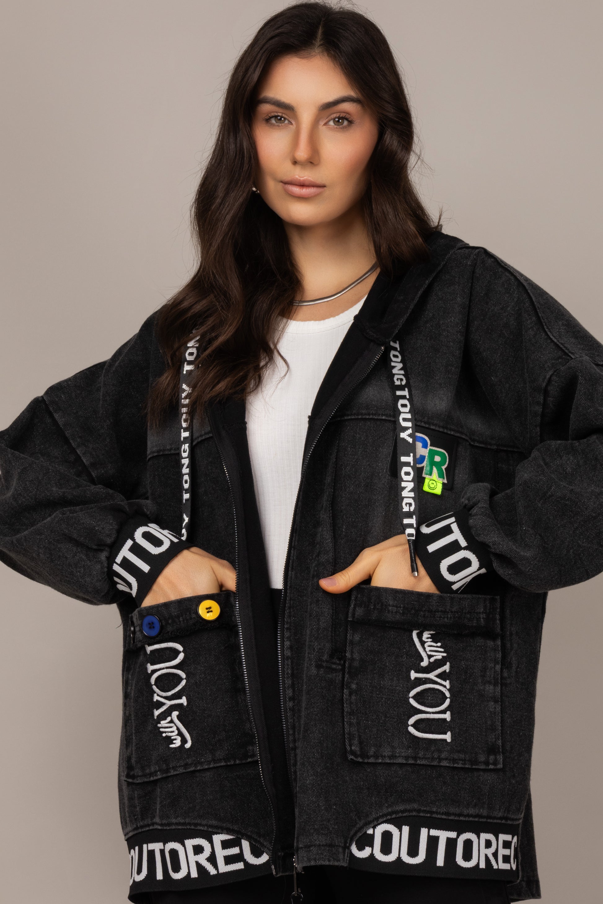 Jaqueta oversized jeans