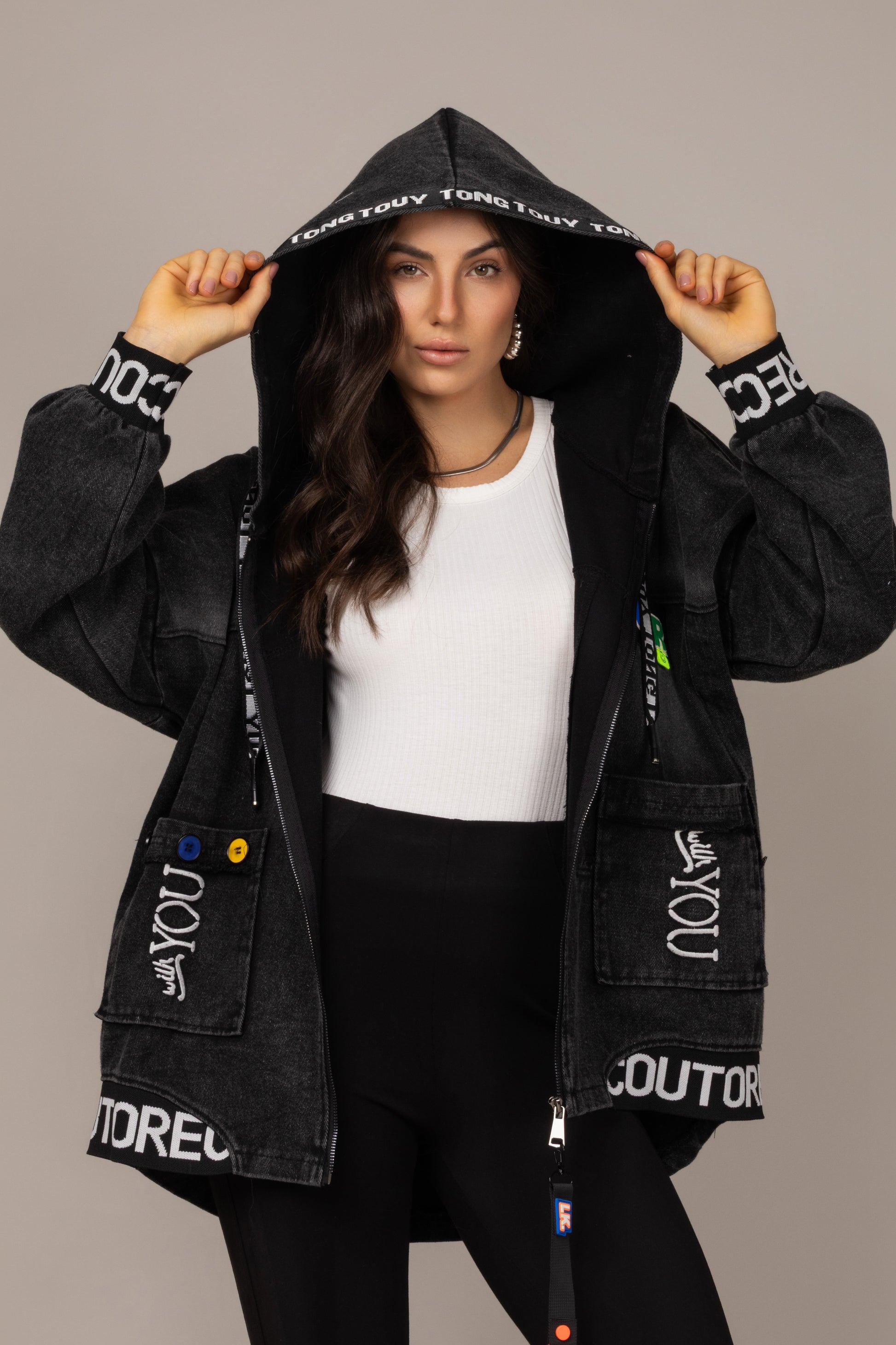 Jaqueta oversized jeans
