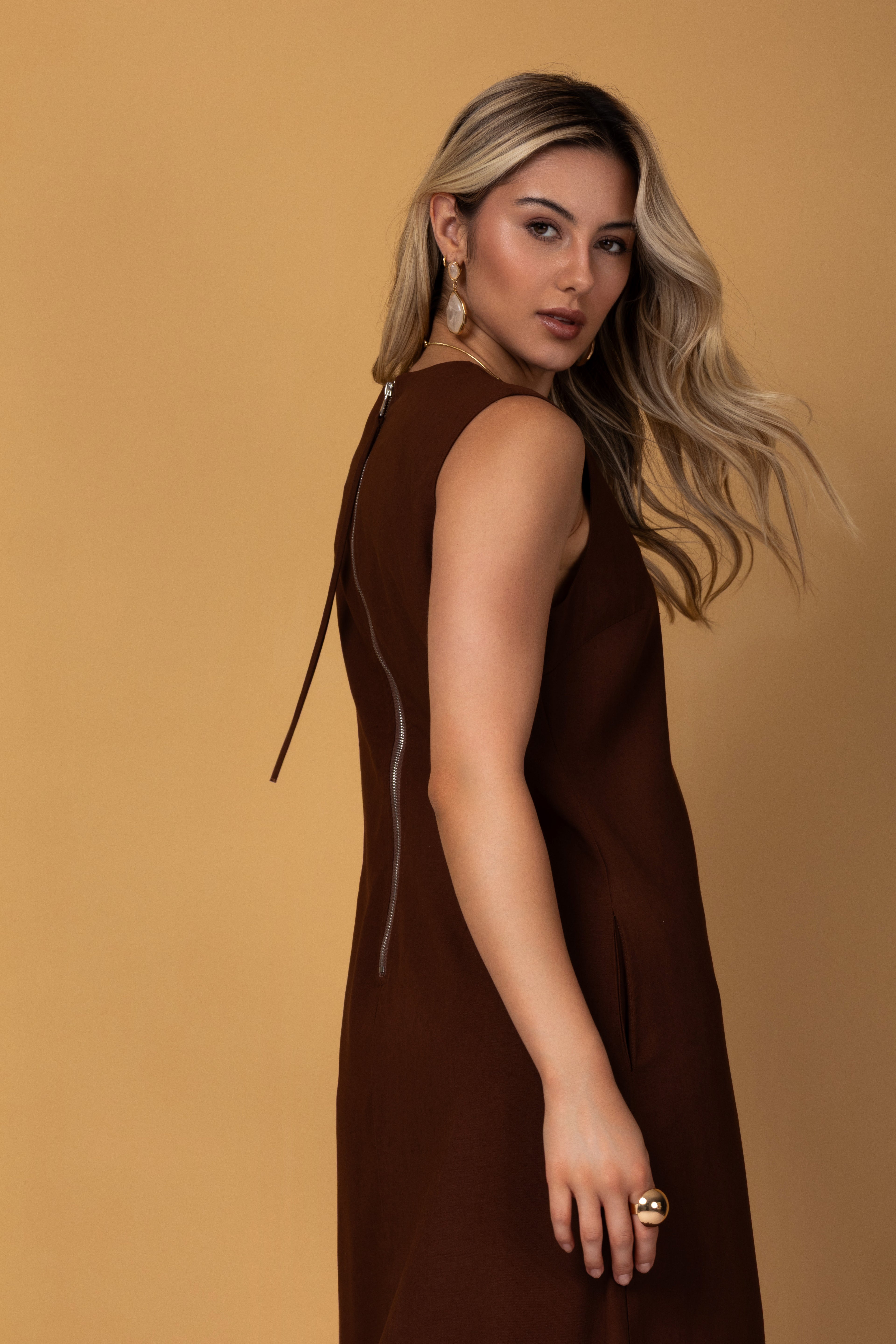 Vestido longo de linhas