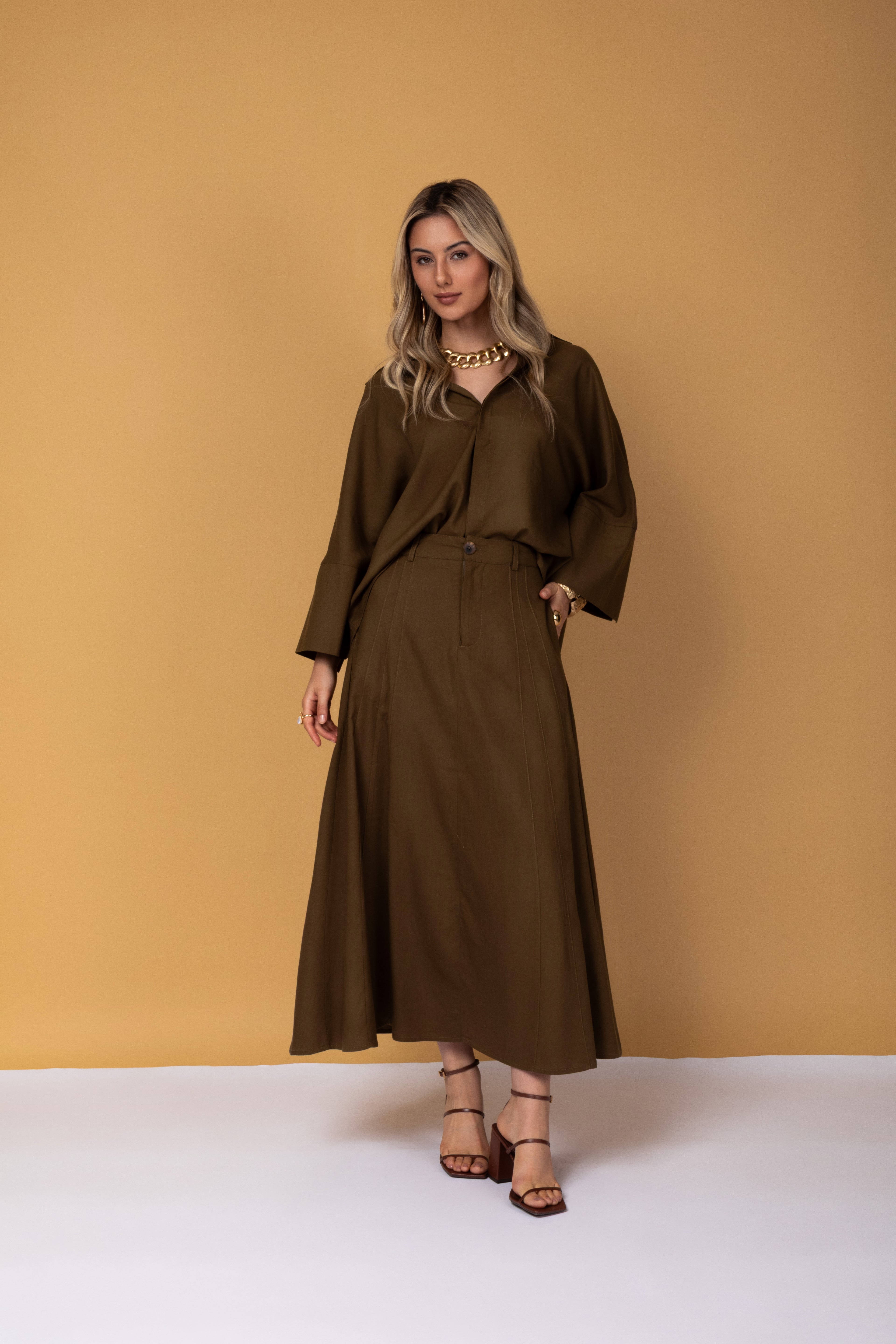 Camisa ampla manga 3/4