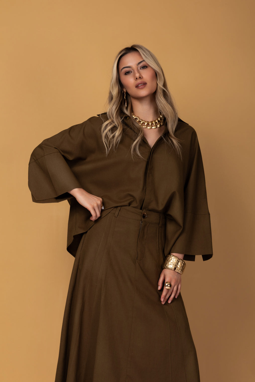 Camisa ampla manga 3/4