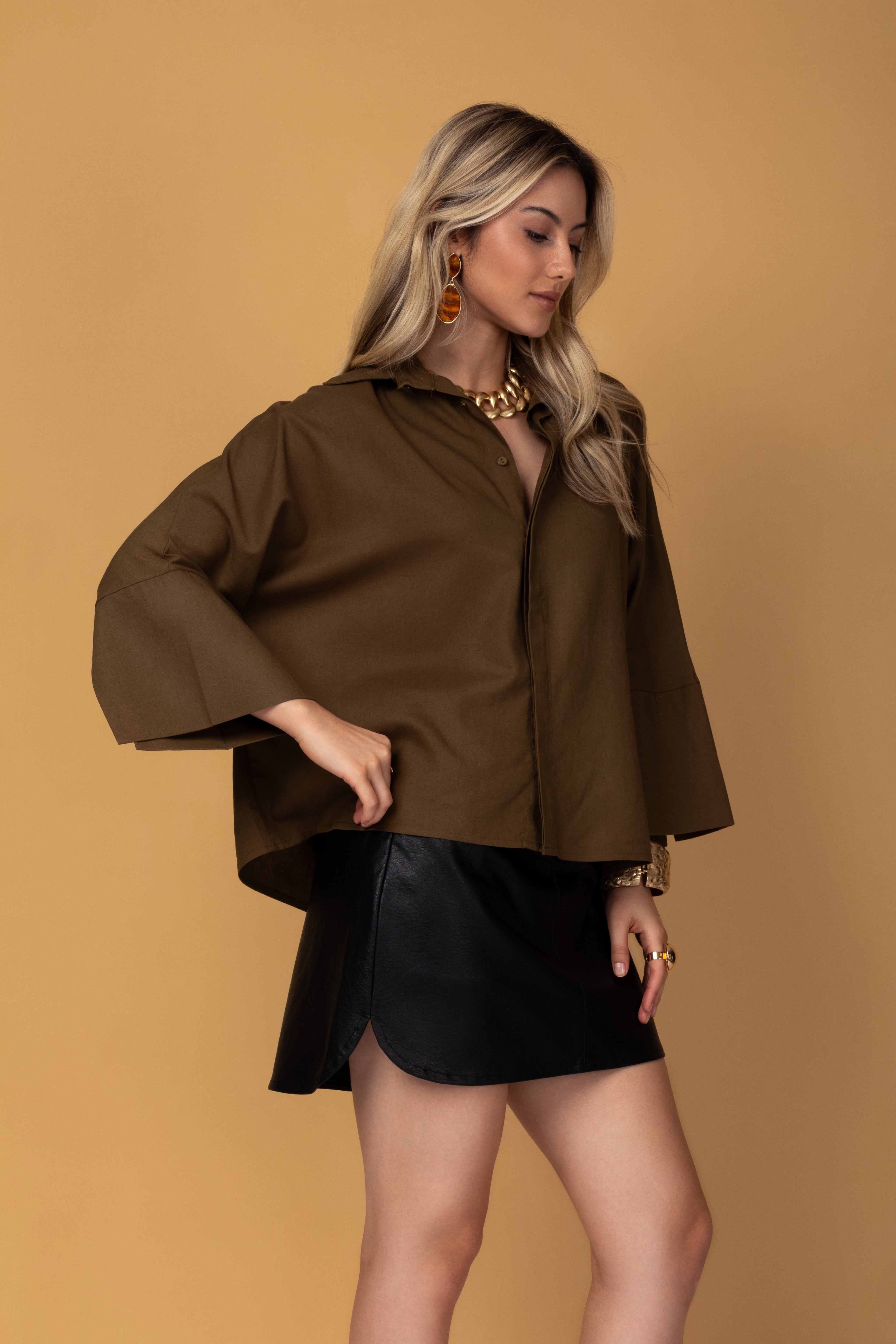 Camisa ampla manga 3/4