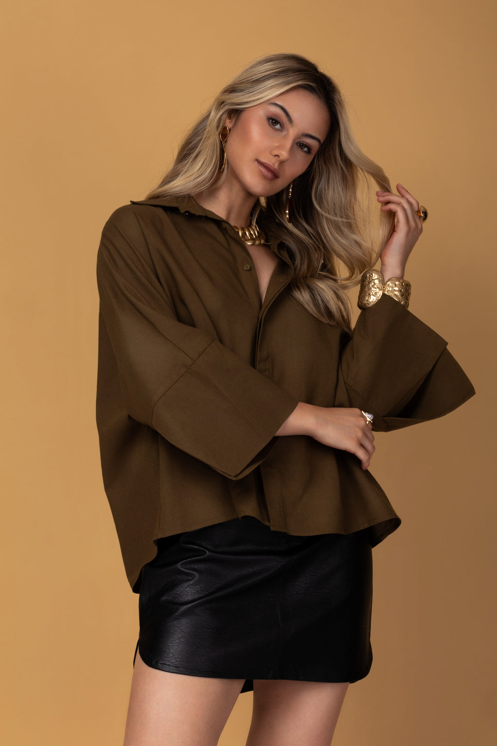 Camisa ampla manga 3/4