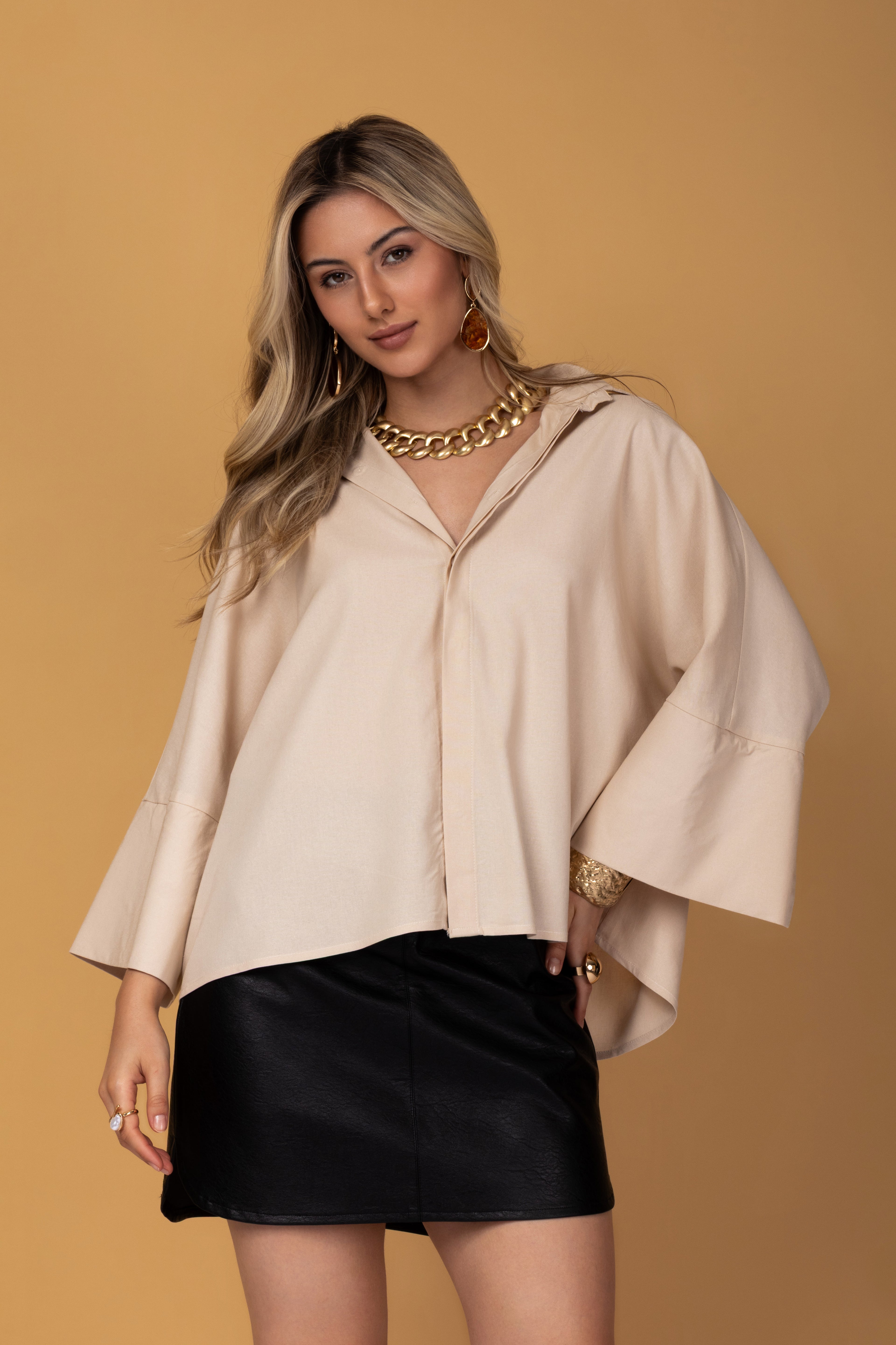 Camisa ampla manga 3/4