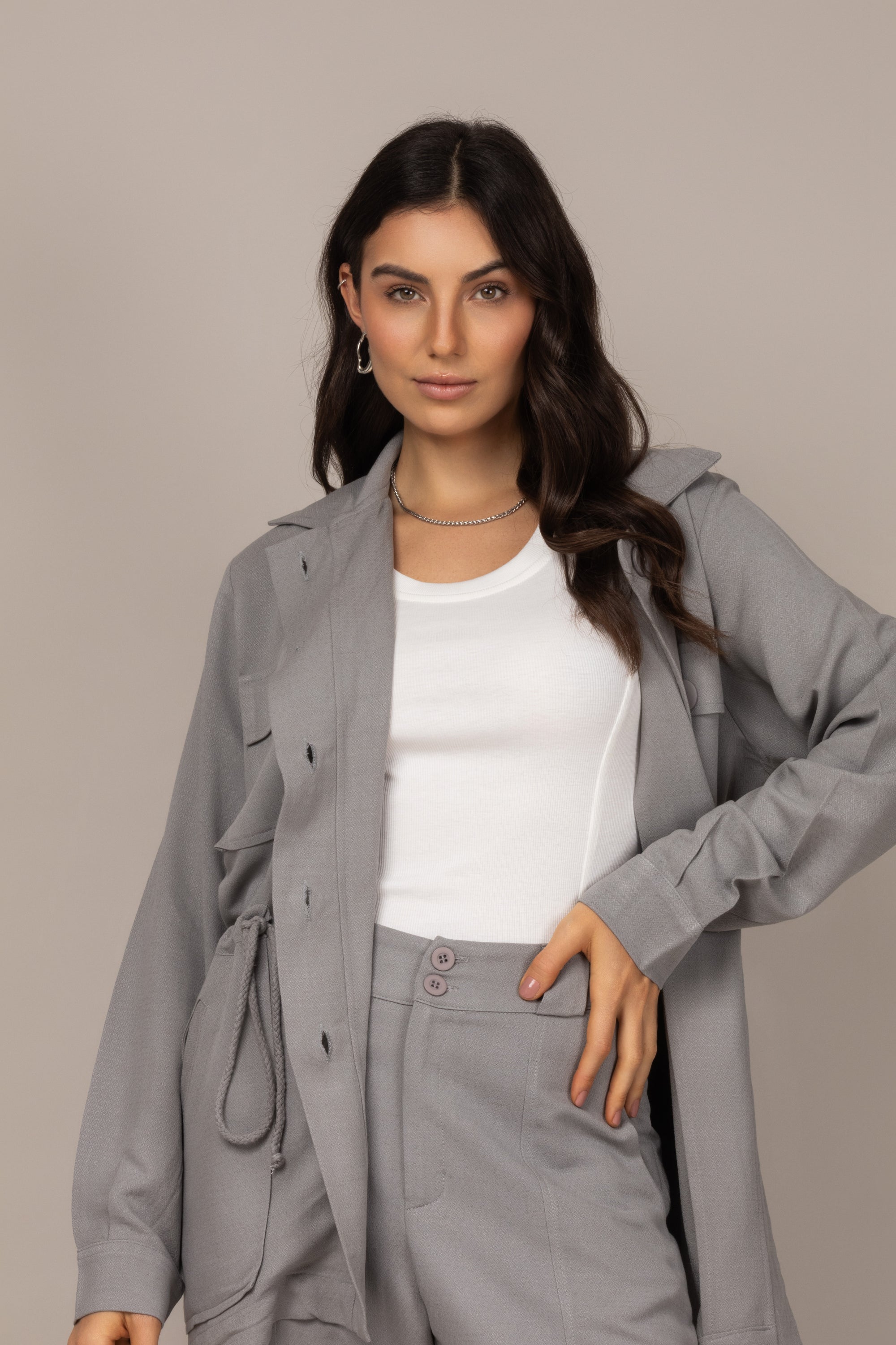 Parka com ajuste na cintura