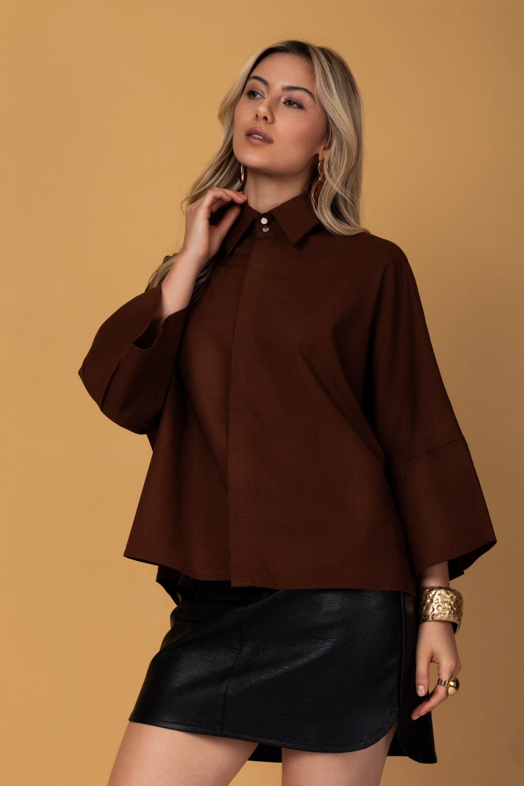 Camisa ampla manga 3/4