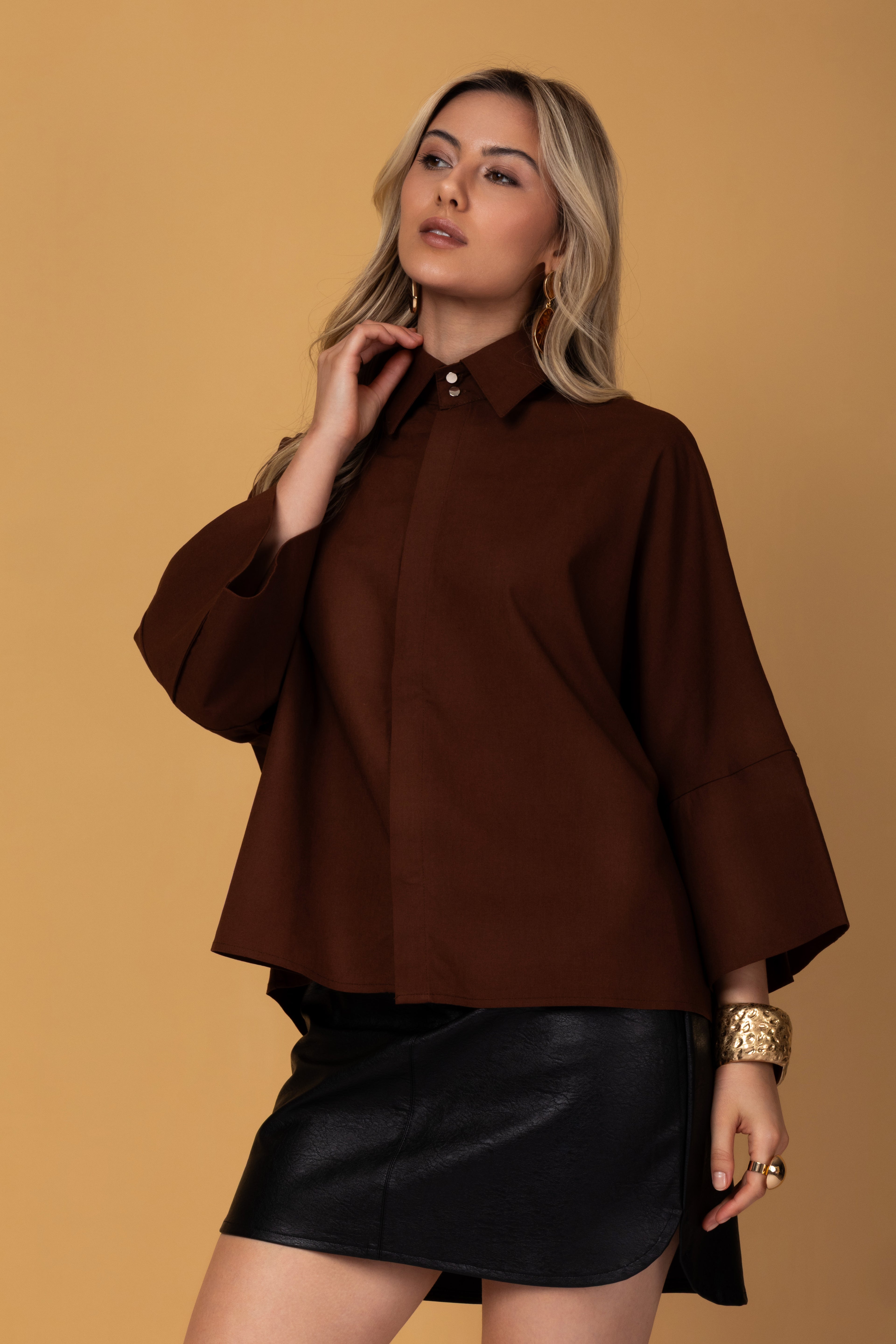 Camisa ampla manga 3/4